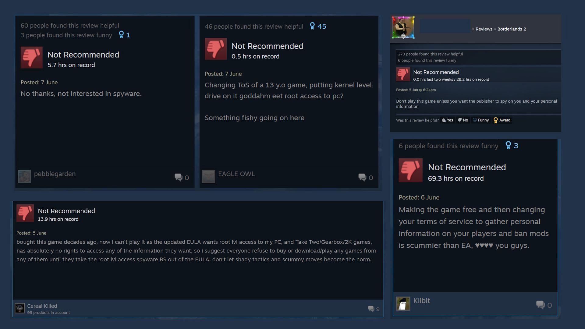 Comments from the Steam Store page (Image 2K Games)
